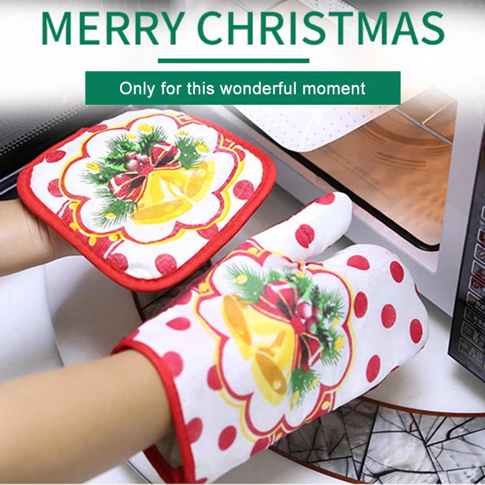 2 шт./компл. Рождества выпечки анти-крутые перчатки с подкладкой печь изоляционный мат для домашнего Рождественского с утолщённой меховой опушкой, хороший подарок Прямая поставка