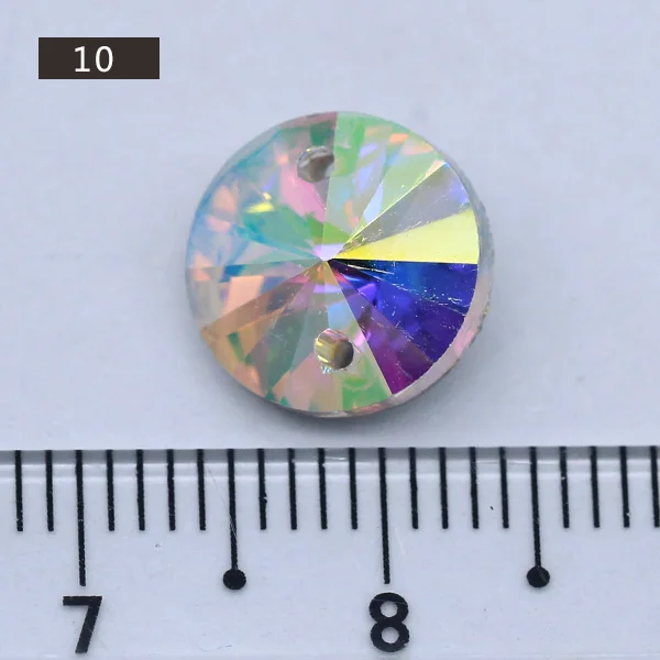72p 10mm round Высокое качество Кристалл AB пришить стразы заостренный назад граненое стекло пришить камни швейные стразы пряжка для одежды свадебное платье - Цвет: 72p 10mm round