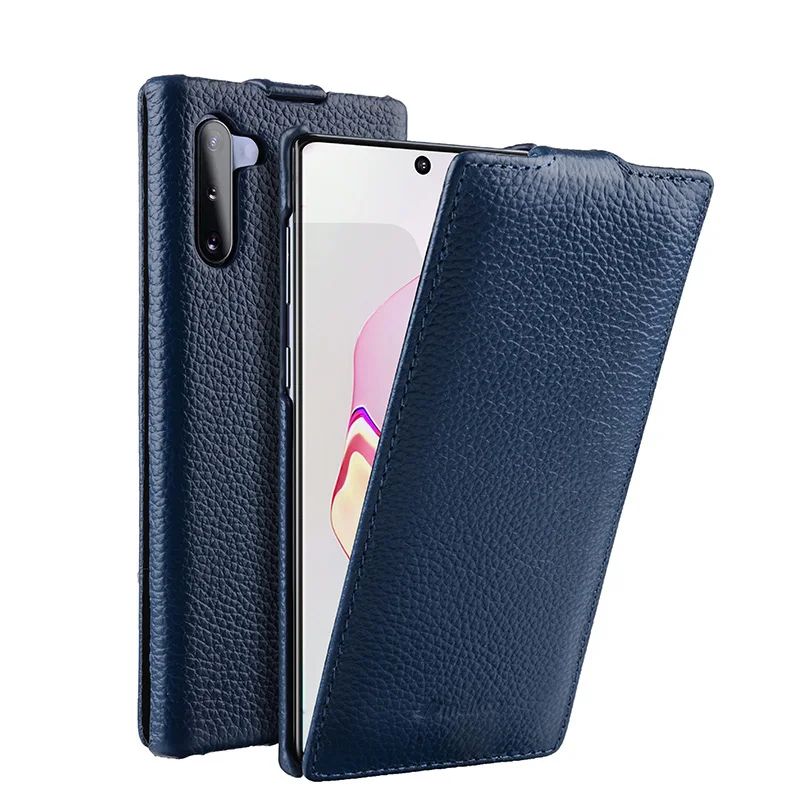 Вертикальный открытый кожаный флип-чехол для телефона, чехол для samsung Galaxy Note10 Plus Note10+ настоящая воловья кожа, бизнес-сумка