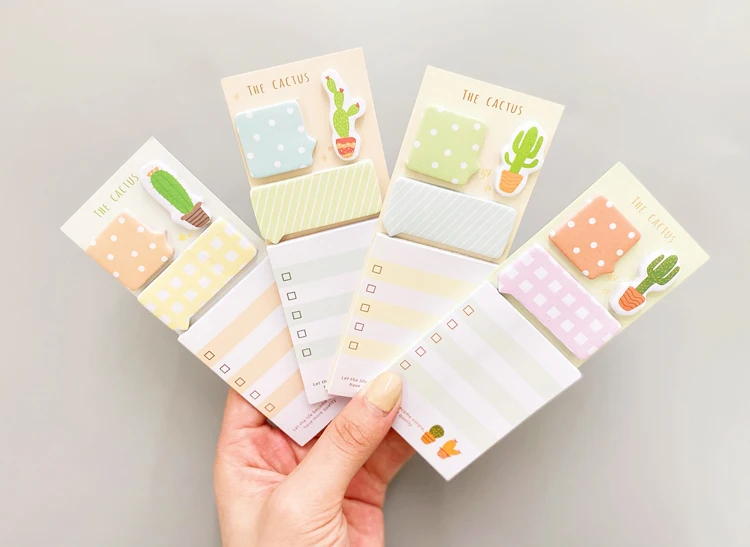 Kawaii, кактус, липкие блокноты, милая клейкая бумага для заметок, Канцтовары, наклейки для скрапбукинга, стикеры, планировщик, блокноты, планировщик