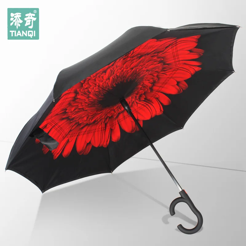 

Automatic Reverse Umbrella C- Shape Hands-Free Double Layer Reverse Umbrella Customizable