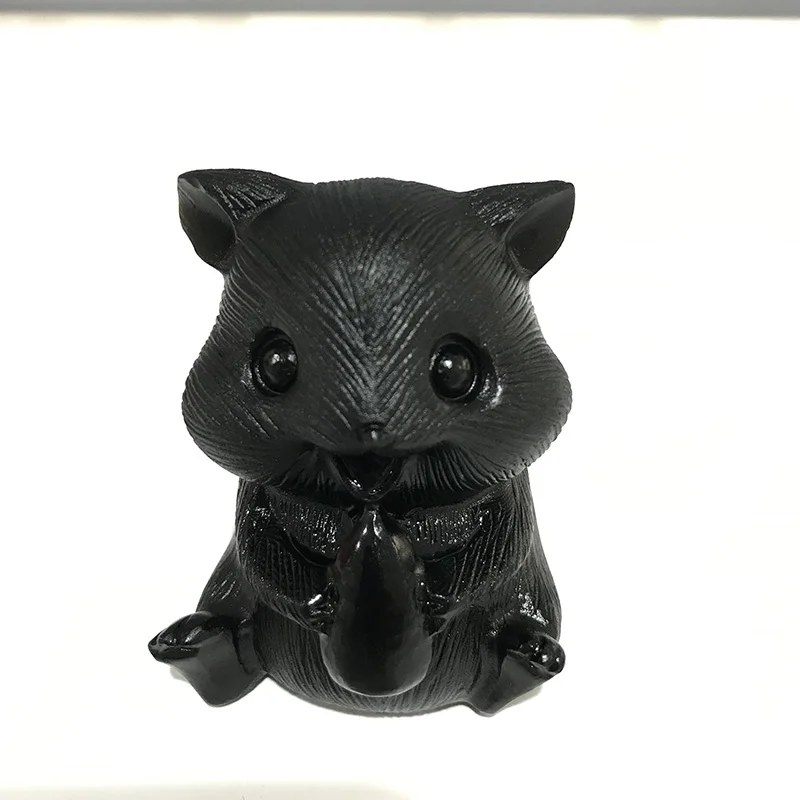 Бесплатная доставка натуральный кристалл черный обсидиан милая мультяшная