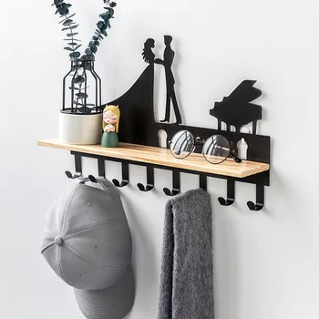 

Wall Mounted Coat Hook Storage Rack Vintage Key Wooden Clothes Robe Towel Hanger Hat Bag Hooks Home Storage Decorative Rack