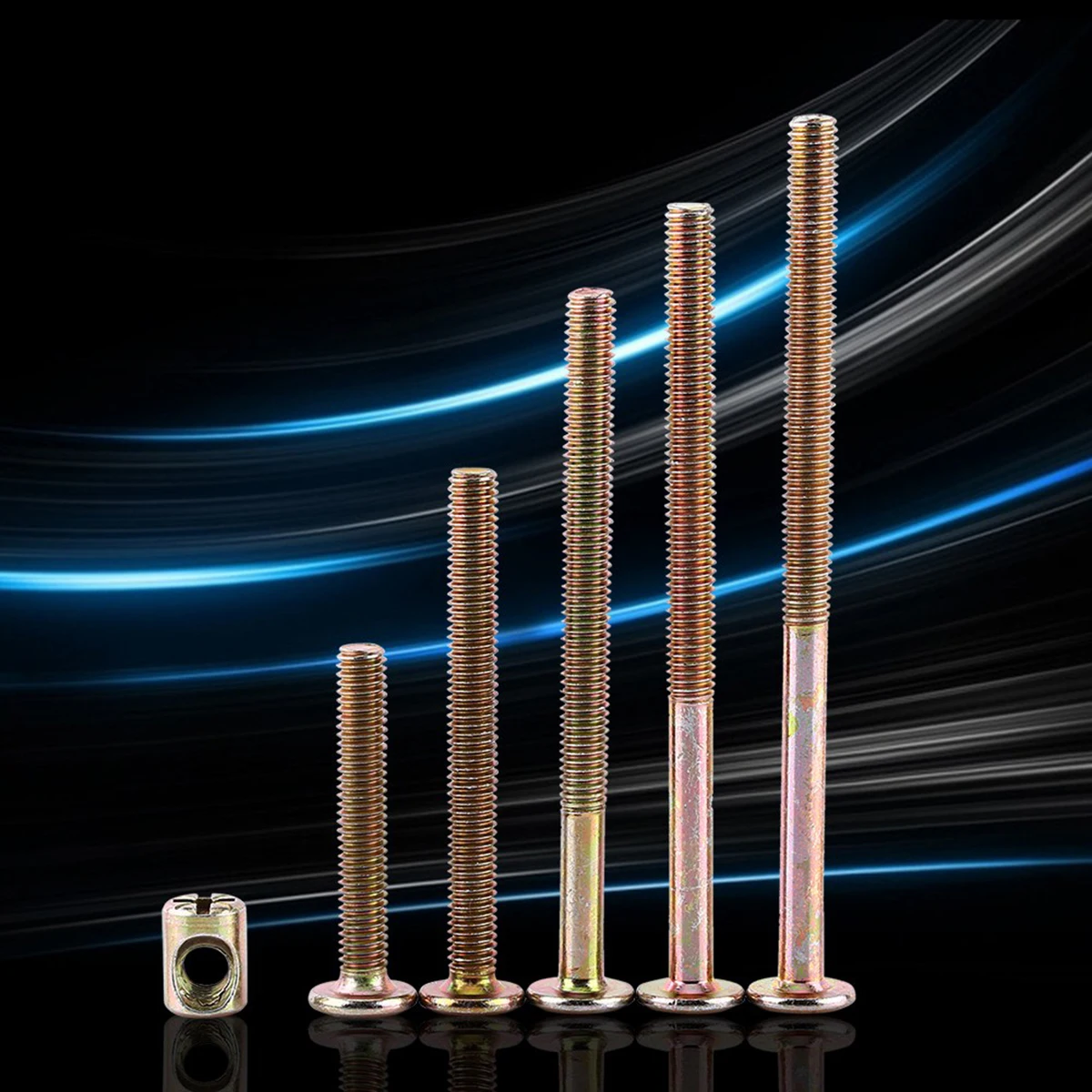 Furniture Hex Socket Thin Flat Head Structural Screw Bolt With Nuts M6 Carbon Steel Furniture Bolt Nut
