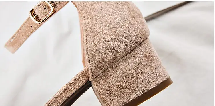Beige Black Gladiator Sandals Summer Office High Heels Shoes Woman Buckle Strap Pumps Casual Women Shoes Plus Size 34-40 n686