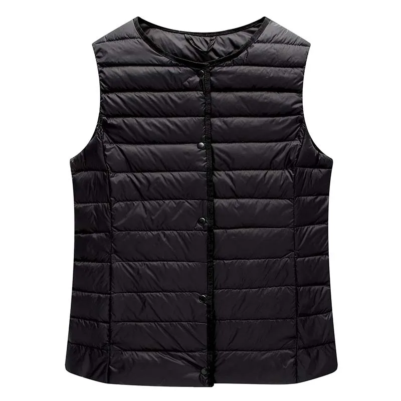 Autumn& Winter New Style down Vest Women's Thin Short Stand Collar Large Size Inner Wearing Waistcoat Vest Outer Wear Vers