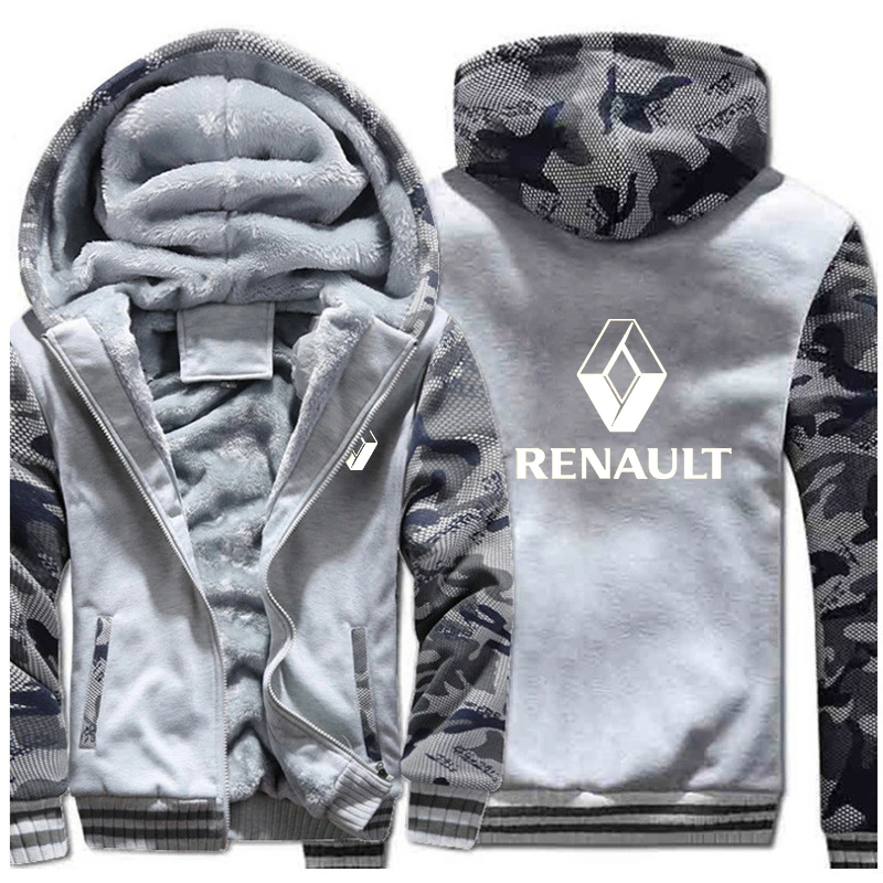 Зимние мужские брендовые толстовки на молнии с логотипом Renault, повседневные утепленные куртки унисекс с модным принтом в стиле Харадзюку - Цвет: 10