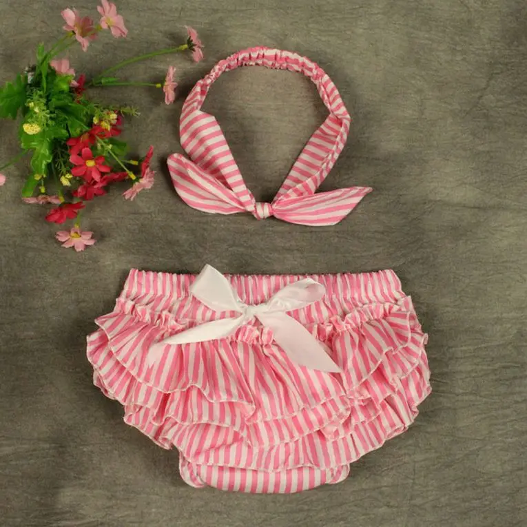 Модные, в полоску, с цветочным принтом детское платье для маленьких девочек с цветочным рисунком, с рюшами, на блумеры из хлопка