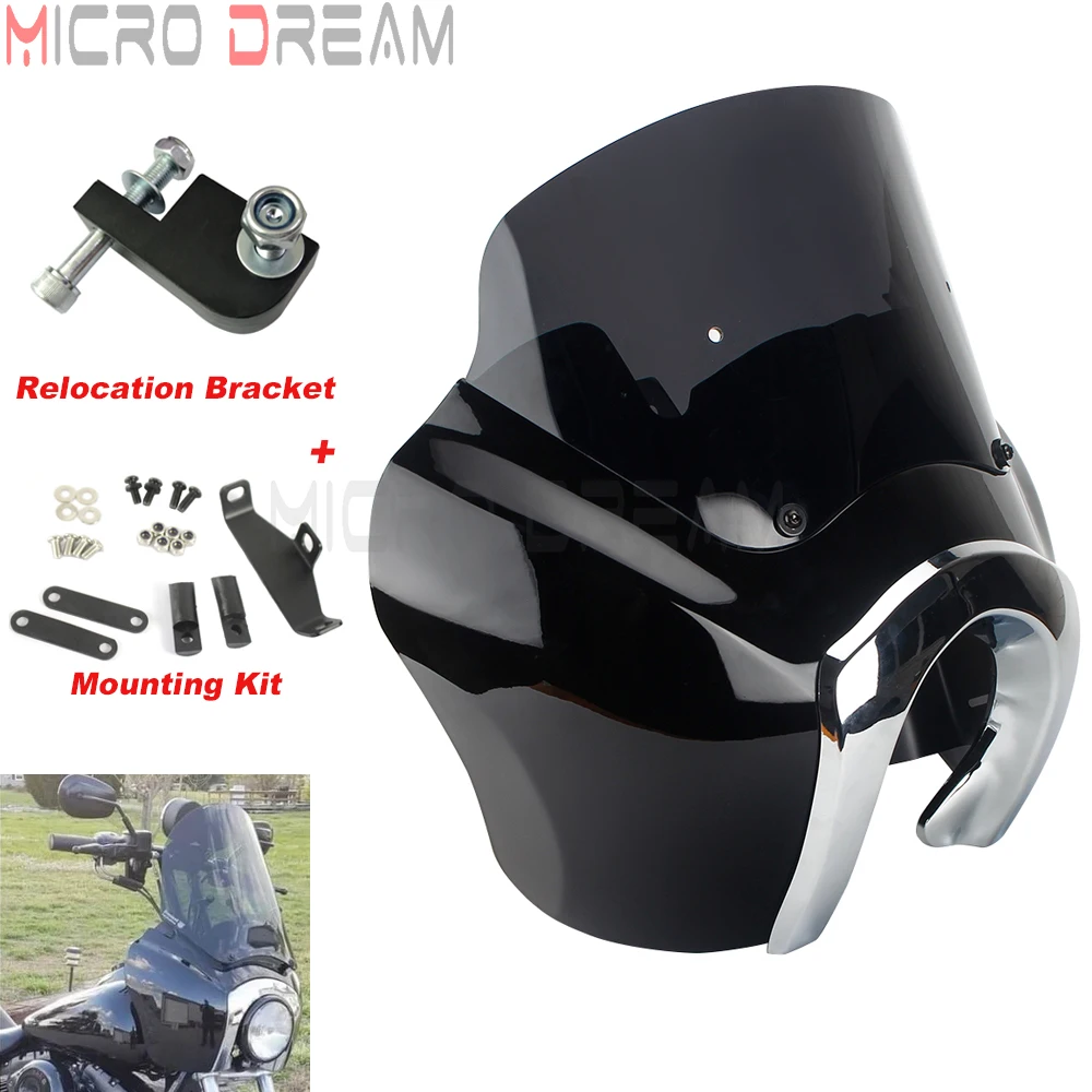 Automotive 9" Windshield Front Fairing ABS For Harley Dyna Low Rider