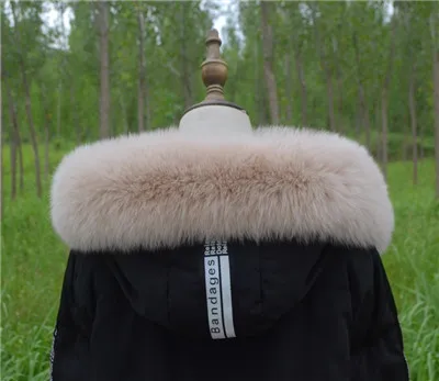 Настоящий женский меховой воротник из натурального Лисьего меха, женский меховой глушитель, пальто унисекс, капюшон, отделка, шарфы, толстый теплый прямой воротник, шаль - Цвет: 8
