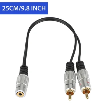 

2RCA Male 3.5mm Female Y Distributor Adapter Audio Cable 24 K Gold Plated Connector Chrome-plated Plug