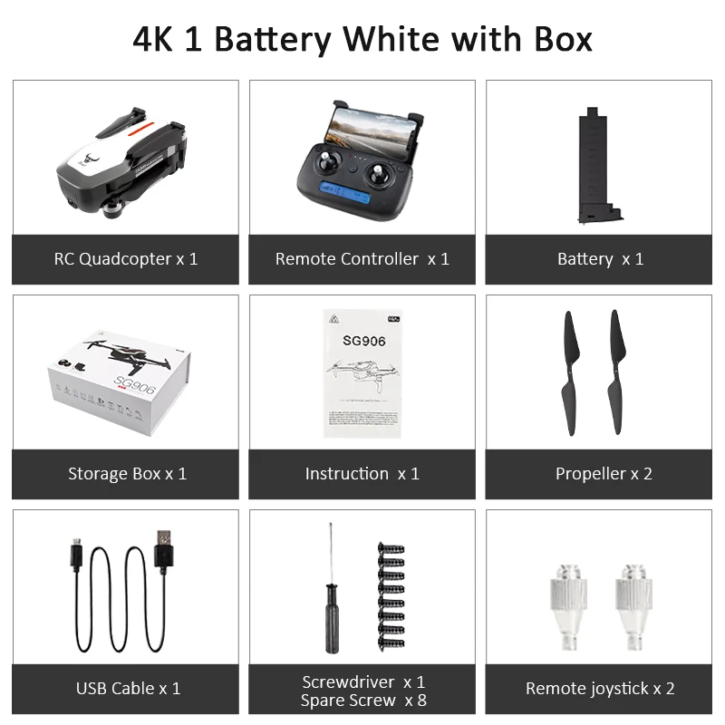 SG906 двойной Дрон с GPS 5G WI-FI с видом от первого лица селфи складной 4K HD Камера бесщеточный двигатель RC Дрон складной Квадрокоптер длинные RC расстояние - Цвет: 4K 1B White Box