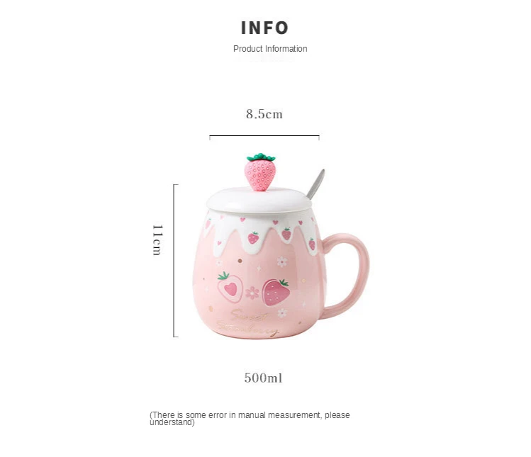 Kawaii Fruit Strawberry Avocado Ceramic Cups - Limited Edition