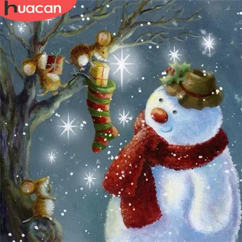 

HUACAN New Arrivals Diamond Embroidery Christmas 5D Diamond Painting Snowman Picture Of Rhinestone Handmade Gift