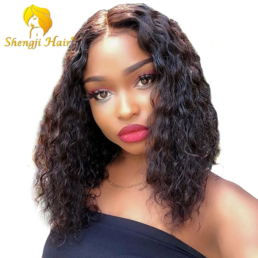 

Brazilian Lace Front Human Hair Wigs Fake Scalp 13x6 Lace Front Wig Curly Short Bob Wig Shengji Remy Hair Wigs With Baby Hair