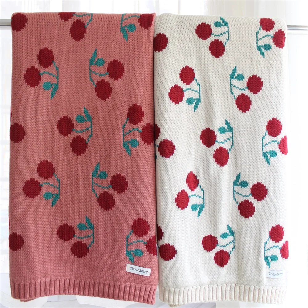 86X104cm 2 layers cotton knitted cherry pattern soft girl Baby Blanket kids back seat cover bed quilt cover girl summer blanket 86X104cm 2 layers cotton knitted cherry pattern soft girl Baby Blanket kids back seat cover bed quilt cover girl summer blanket