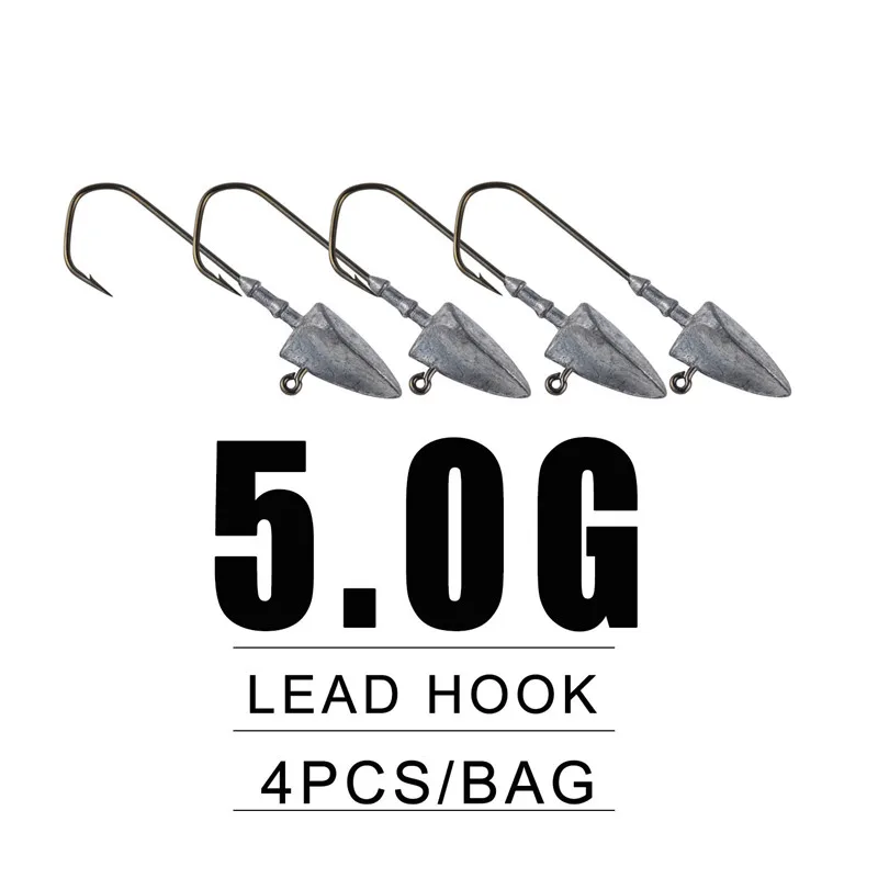 5g-4pcs 4 шт., Мягкая приманка, крючок, 3,5 г, 5 г, 7 г, 10 г, 14 г, 20 г, свинцовые рыболовные крючки, свинцовая приманка, жесткая приманка, Мягкая приманка в виде червей, Аксессуары для рыбалки - Цвет: 5g-4pcs