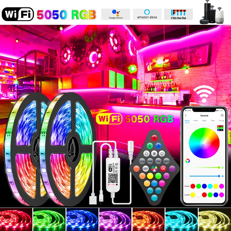 Гибкая светодиодная лента RGB с поддержкой Wi-Fi 5050 | Лампы и освещение
