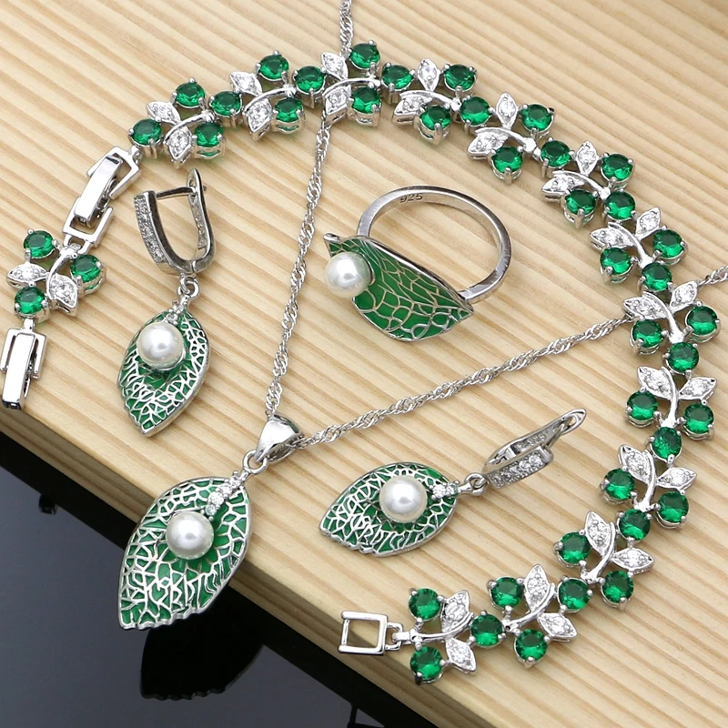 Silver Earrings Authentic 925 Sterling Silver Pearl Jewelry Sets