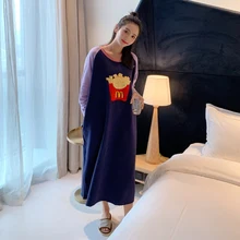 Модная ночнушка, большой размер, модная одежда с длинными рукавами, цветные Свободные ночнушки, ночное белье, пижамы