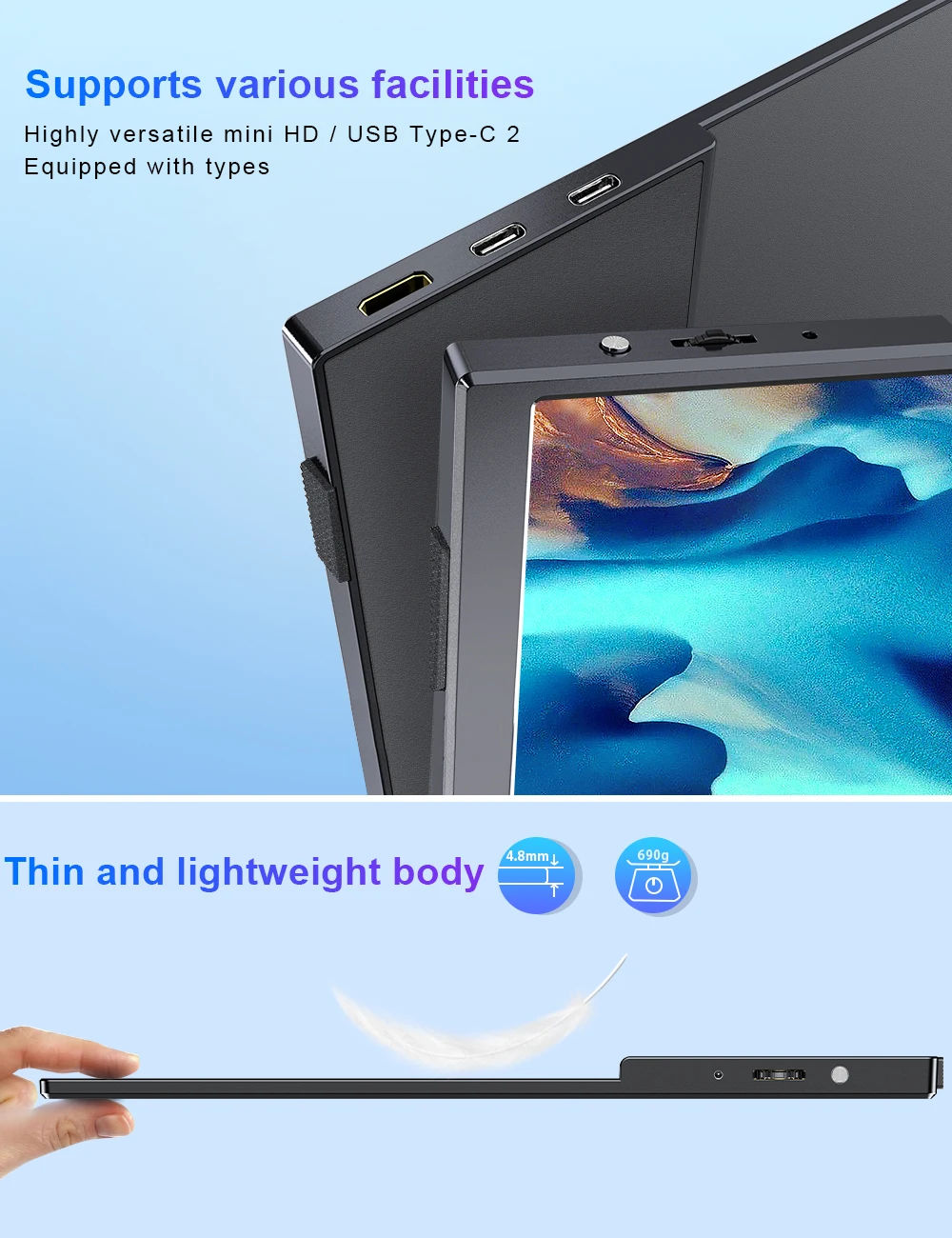 UPERFECT ޴  ġ ũ 15.6 ġ ޴ ÷ 1920x1080 Ǯ HD USB ܺ  ũ Ʈ PC