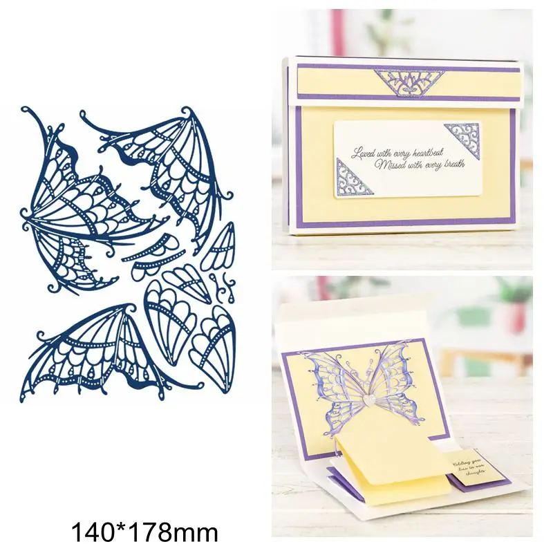 

Beautiful Mix Butterfly Wing Hollowed Lace Greet Cards Metal Cutting Dies DIY Making Paper Scrapbook Craft New Stencil 2019 Dies