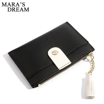 

Mara's Dream 2019 Korean Version Of The Solid Color Mini Wallet Tassel Creative Card Package Pu Zipper Small Coin Purse