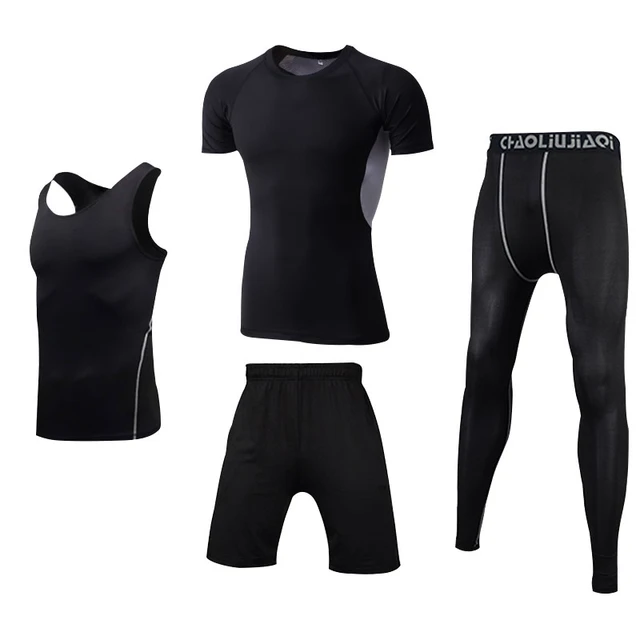 Men Sportswear Compression Sport Suits Quick Dry Running Sets Clothes Sports Joggers Training Gym Fitness Tracksuits Running Set Men sportswear 4-5
