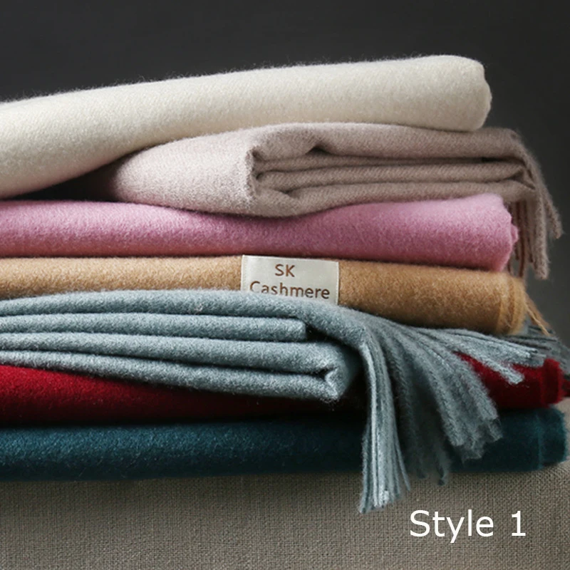 Most Buy UYR8a High Quality Cashmere Scarves Women 2019 New Winter Thicken Warm Soft Pashmina Shawls Wraps Solid Female Wool Long Tassel Scarf