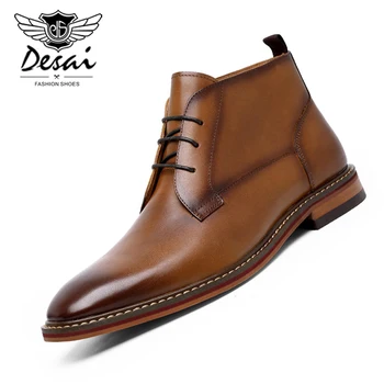 

DESAI Business Dress Shoes Men Genuine Leather Casual Shoes Korean Derby Boots Elegant Boot EU Large Size 44-47 for Gentleman