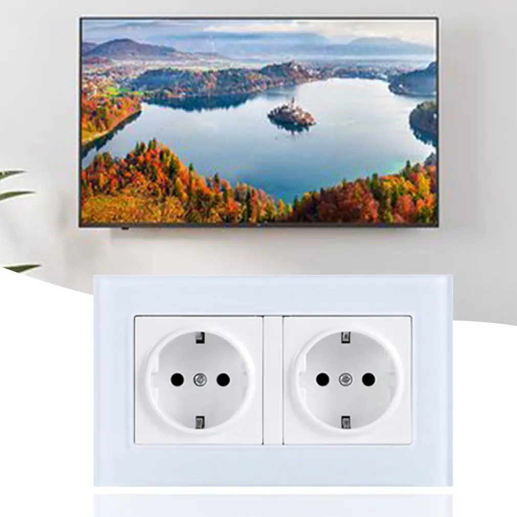 EU 146 Type Two German Socket German Standard Tempered Glass Socket Panel Export European Standard European German Socket