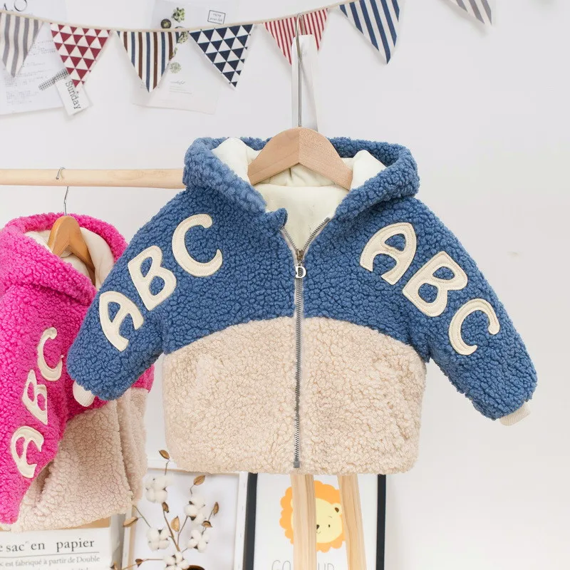 

2021 Autumn Winter Warm Toddler baby Boys girls jacket Coat Zipper Thicken Sweatshirts For Kids Clothes Plus velvet Outerwear