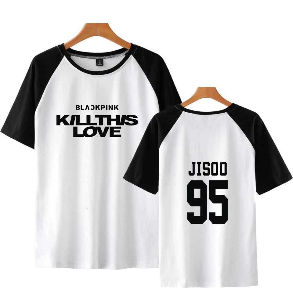 Blackpink KILL THIS LOVE Cuciture Street T Shirt Hip Hop Comfortable Fresh Base Dress Contrast Summer Top Court Sleeve Clothing