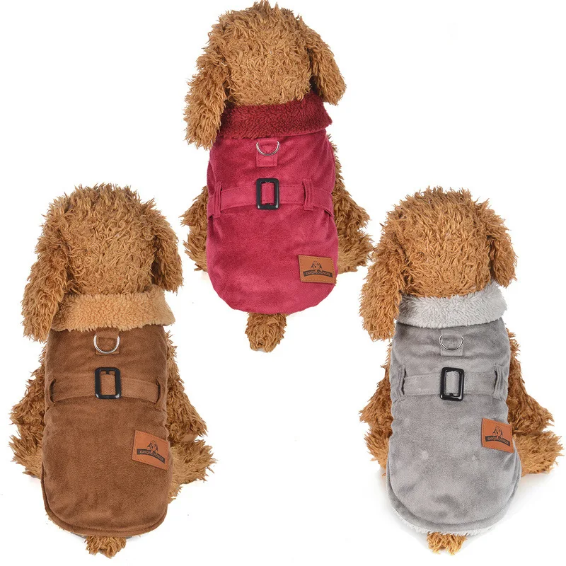 

Simple Polyester Pet Dog Coat Autumn/winter Thicken Warm Pet Clothes for Small and Medium Dog Pet Jacket Pet Supplies(brown)
