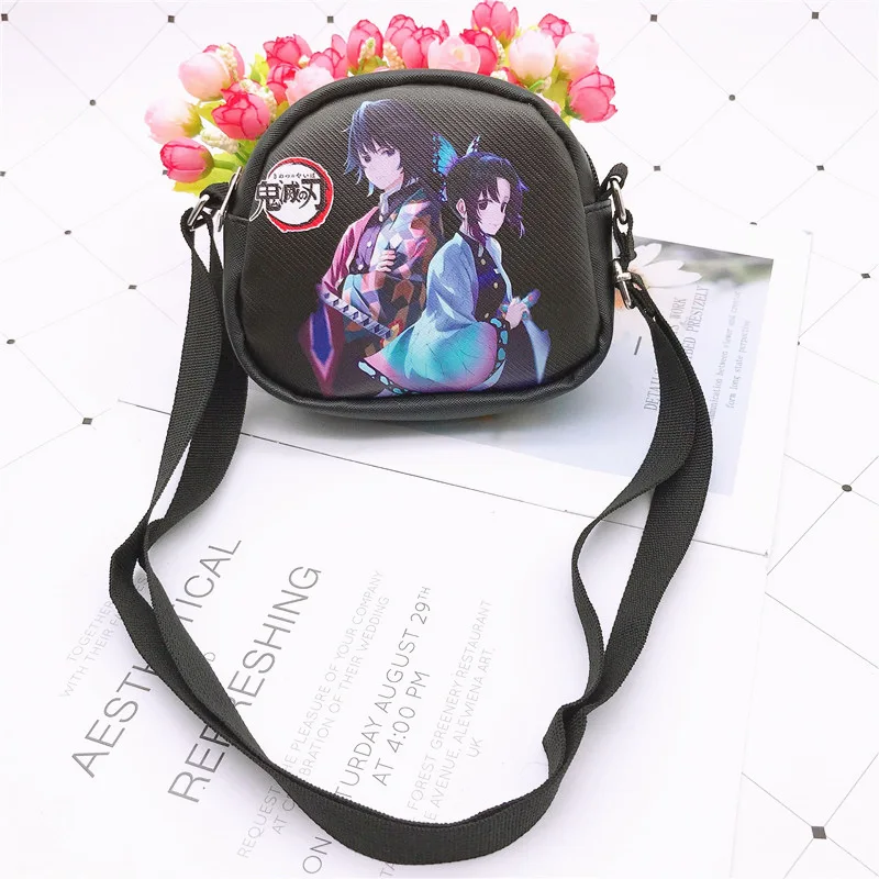 Anime Demon Slayer Kimetsu No Yaiba Wallet Messenger Bag Storage Pouch Coin Purse Card Keys Makeup Storage Bags Shoulder Bag