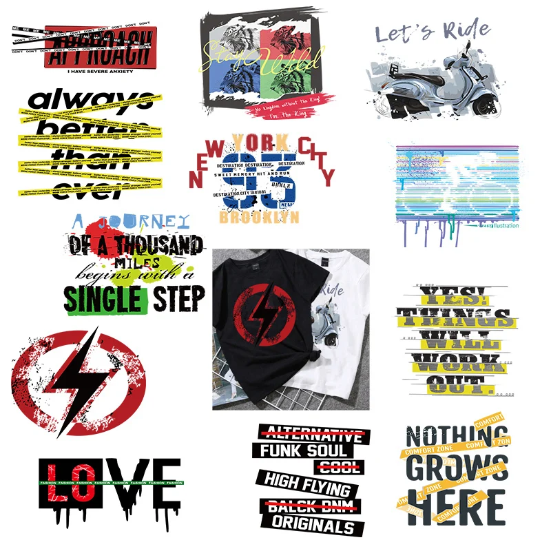 Cartoon Letter Patch Iron On Heat Transfers Vinyl For Clothing Saying Stickers Clothes Transfer Thermal Fashion Boy Badges | Дом и сад