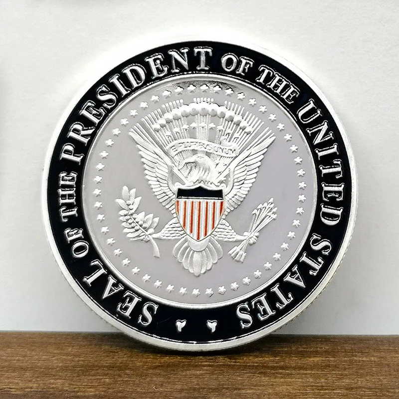 10 шт.,, значок в виде Дональда Трампа, значок в виде американского флага, Большое Серебряное золото, 40 мм, украшение, сувенир, совершенно Новая монета