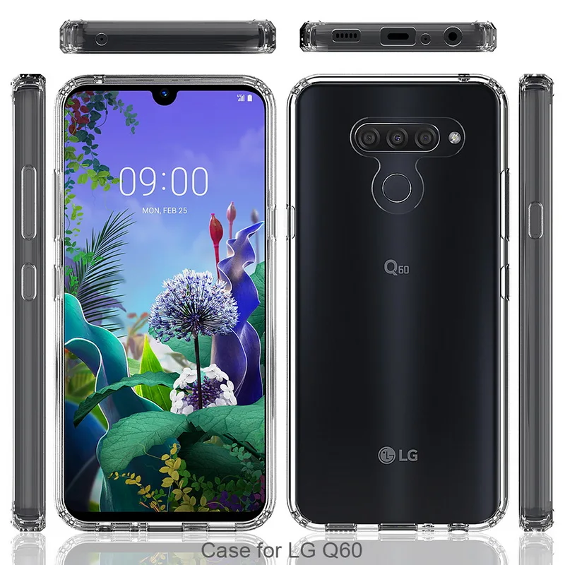 Для LG Q60 Чехол Гибридный Бампер Брони прозрачный акриловый жесткий чехол для телефона LG K50 K40 K12 Plus G8 thinq V20 V30 V40 ThinQ чехлы защита