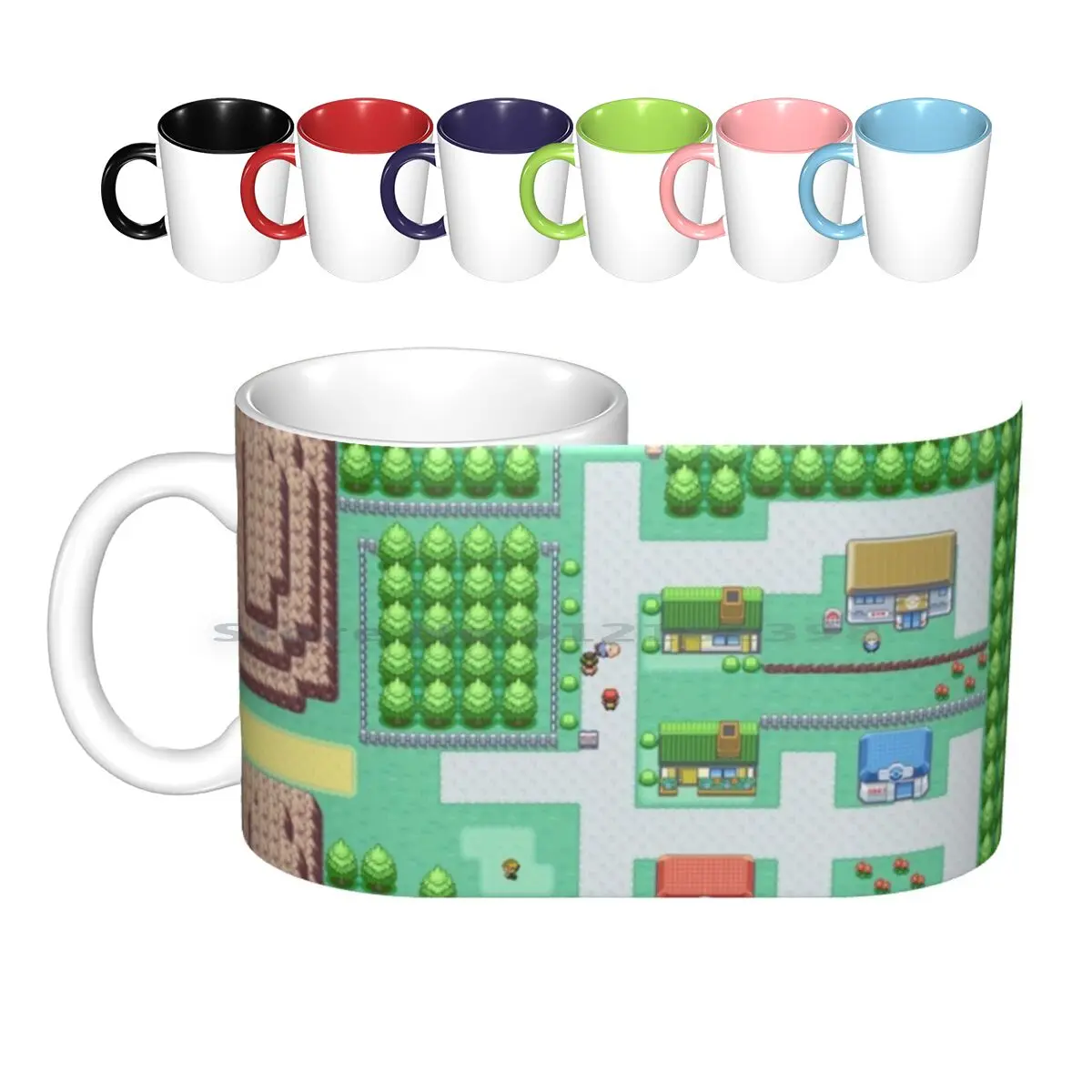 Dreams Of Viridian City Tazze In Ceramica Tazze Da Caffè Tazza Da Tè Al Latte Gaming Pixel Art Nostalgia Videogioco A 8Bit Sprite Snes
