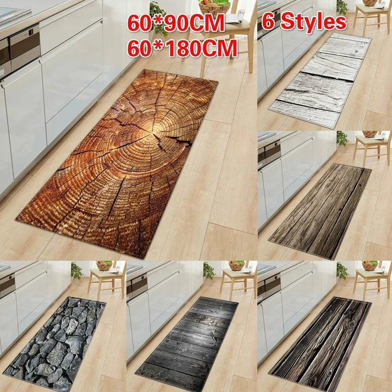 Мягкий длинный кухонный коврик с текстурой древесины, противоскользящие напольные ковры для гостиной, спальни, коврик, Впитывающий Коврик для ванной комнаты