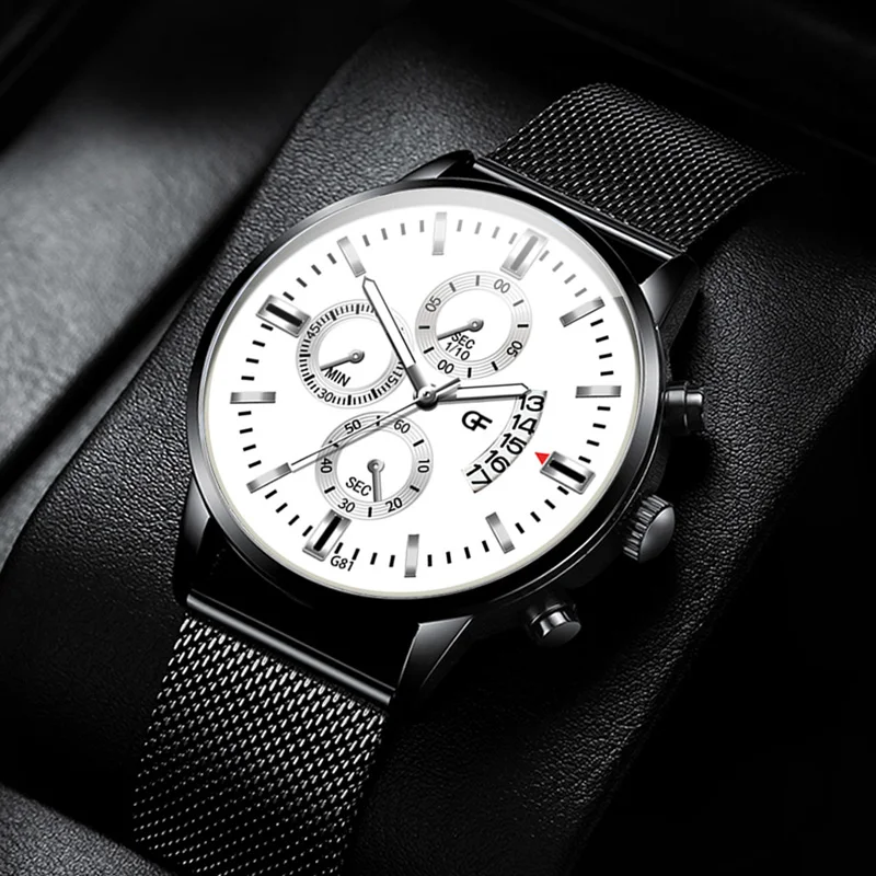 

Business Casual Luminous Design Mens Watch Quartz Brand Watches Stainless Mesh Strap Relogio Masculino Gift WristWatch