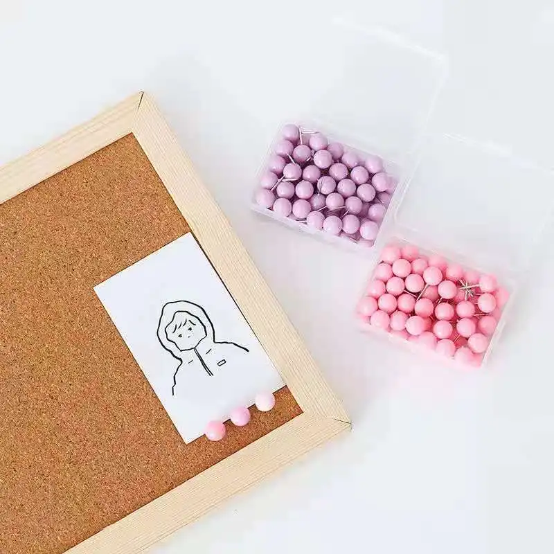 TUTU 50pcs/box coloful ball push pins thumb thumbtack board pins drawing photo wall studs office school supplies H0563