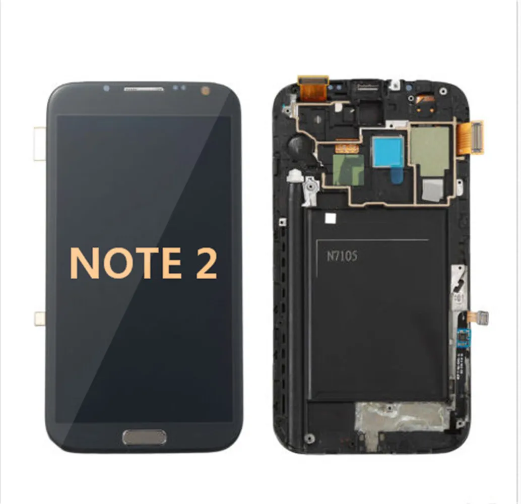 Оригинальный Для samsung GALAXY Note 2 lcd с рамкой дисплея кодирующий преобразователь
