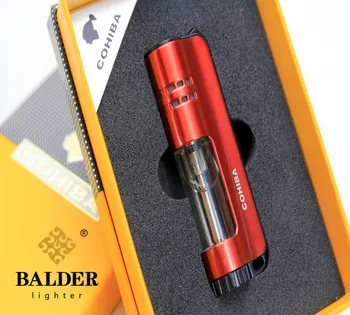 

COHIBA Windproof Powerful Triple Torch Lighter BBQ Jet Gas Cigar Lighter Turbo Metal Kitchen Cigar Spray Gun Outdoor Gadgets Man