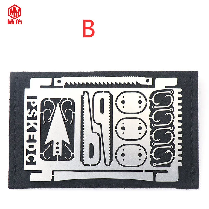1PC Outdoor EDC Stainless Steel Fishing Hook Card Portable Fishing Hunting Multifunction Tool Card EDC Camping Survival Multi Function Tool Tool Card