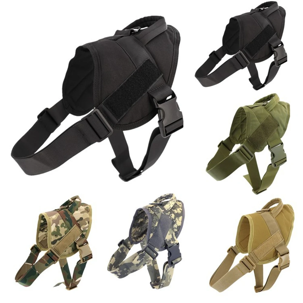 Tactical Dog Harness NO PULL MOLLE Dog Vest Leash 1000D Nylon Pet