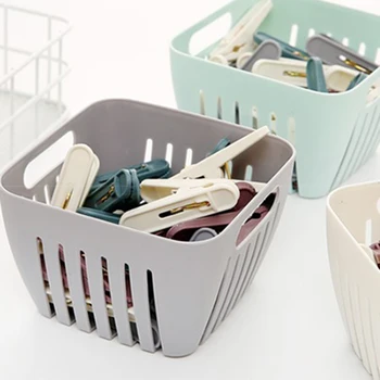 

30 Anti-wind Plastic Clips with Multipurpose Storage Basket Laudry Clothes Clips Towel Clips Minimalist Durable Lightweight E2S