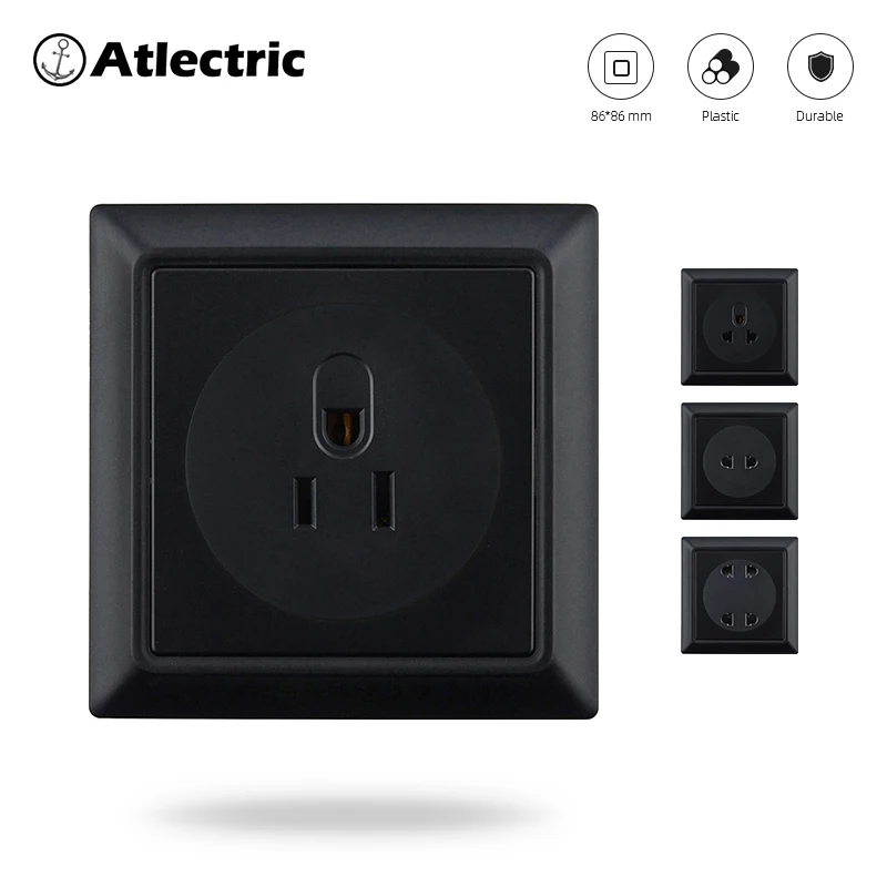 Atlectric США может JP MX разъем питания 2 шпильки 3 ПК черный ретро панель розетка