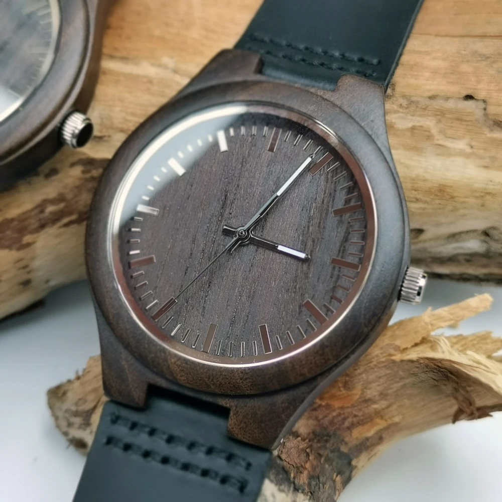 Back carved blessing leather watch with sandalwood night light watch To my boyfriend's