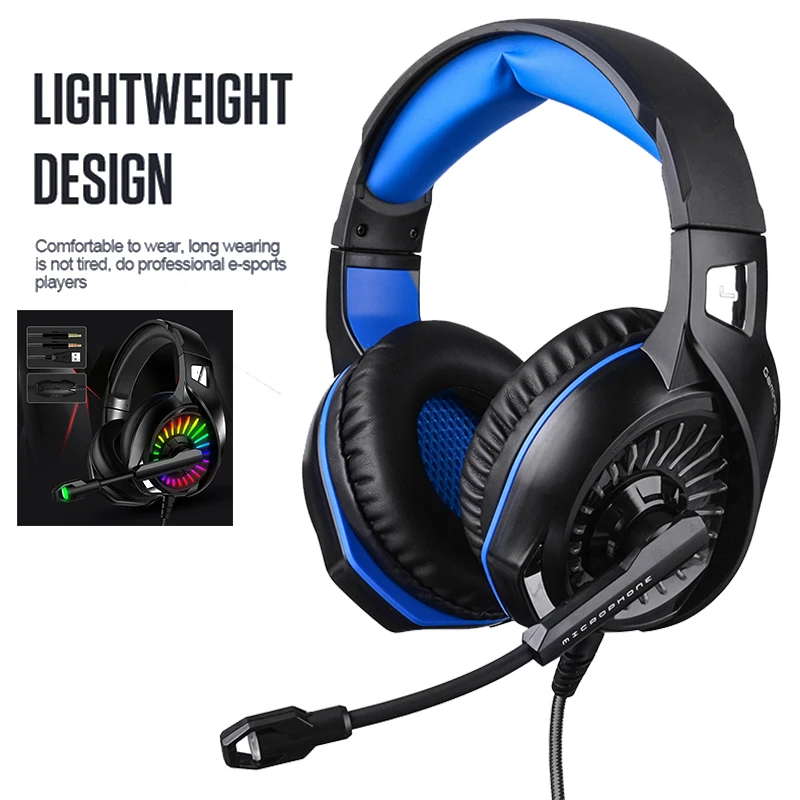 3 5mm Led Light Gaming Headphones for Computer PS4 Adjustable Bass Stereo PC Gamer Over Ear Wired Headset With Mic